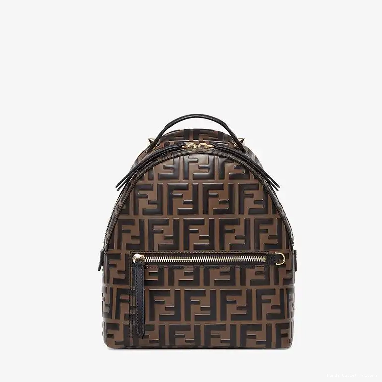 Cheap HOT Nappa Motif FF In Fendi Backpack Leather Brown Mini 0605